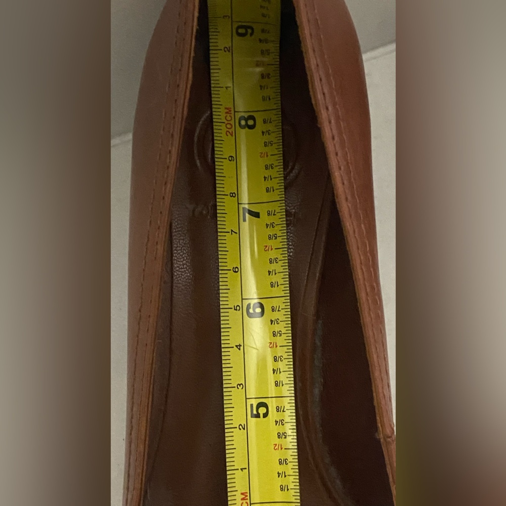 Tory Burch Brown Leather Ballet Heels with Gold Logo Hardware - Picture 14 of 16